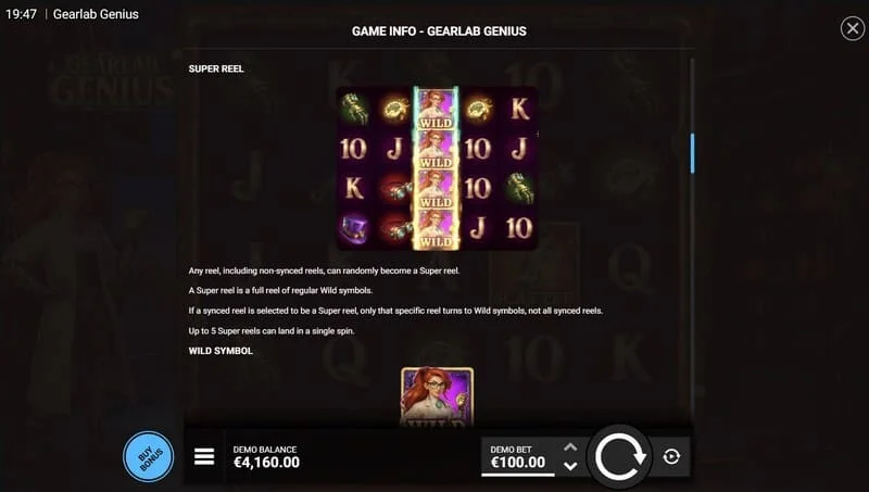 Gearlab Genius – 5x4-ruudukko aktiivisilla kertoimilla pystysuorien pelirullien yläpuolella